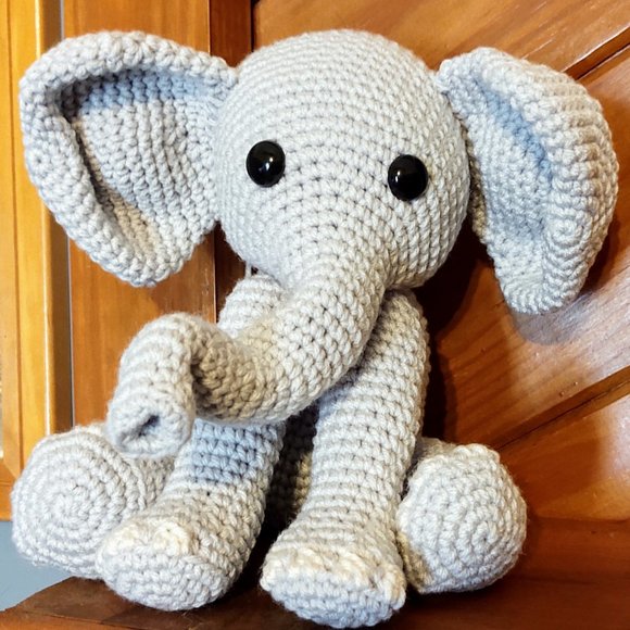 Hand Crochet Stuffed Baby Elephant, made by me - Picture 4 of 7